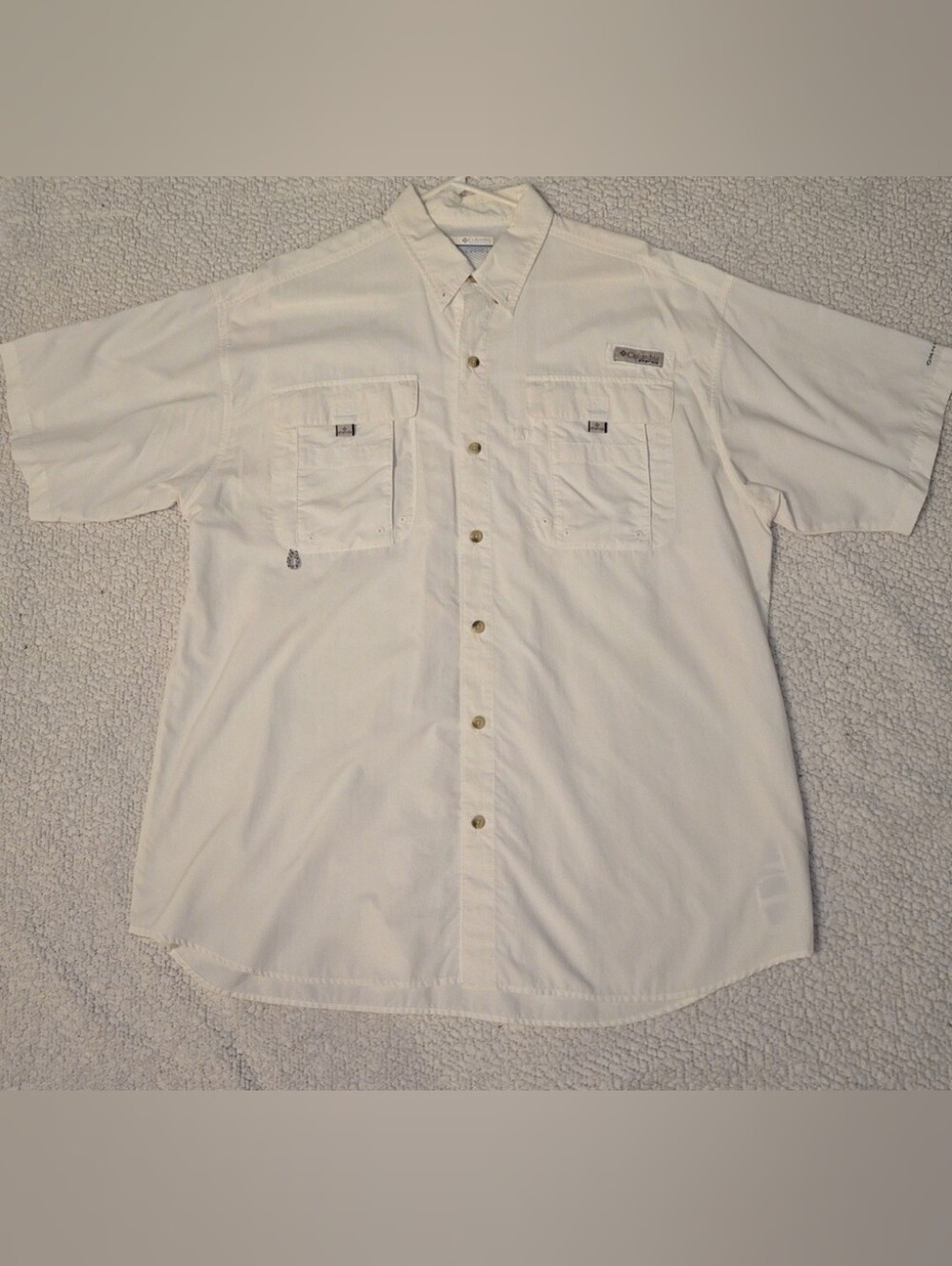 Columbia PFG Bahama II Short Sleeve Fishing Shirt Men's Size L White Vented